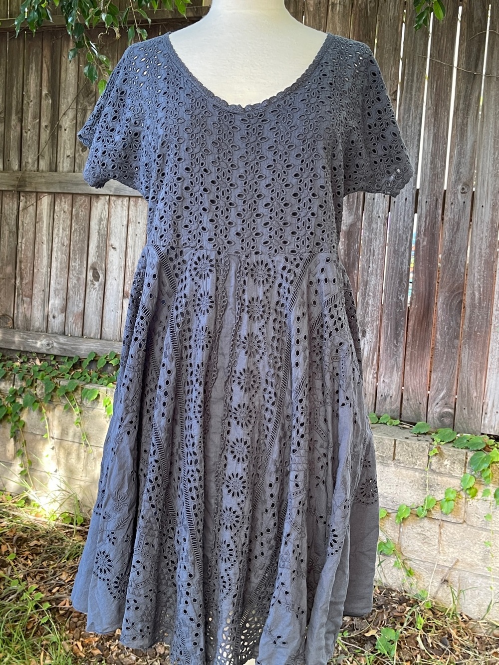Vintage JOHNNY WAS eyelet dress with slip boho bohemian festival romantic fall L